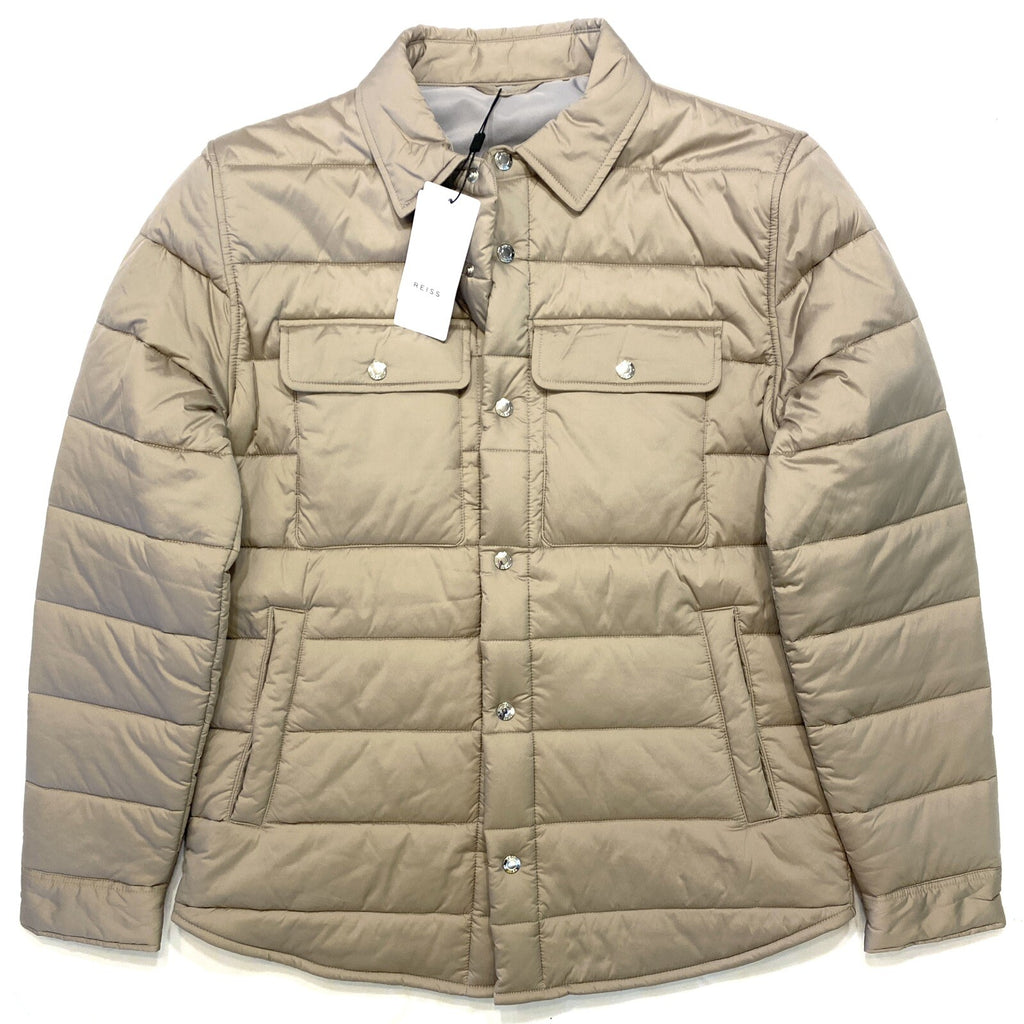 REISS Mens Chasey Light Quilted Puffer Jacket Stone Beige (MSRP $375)
