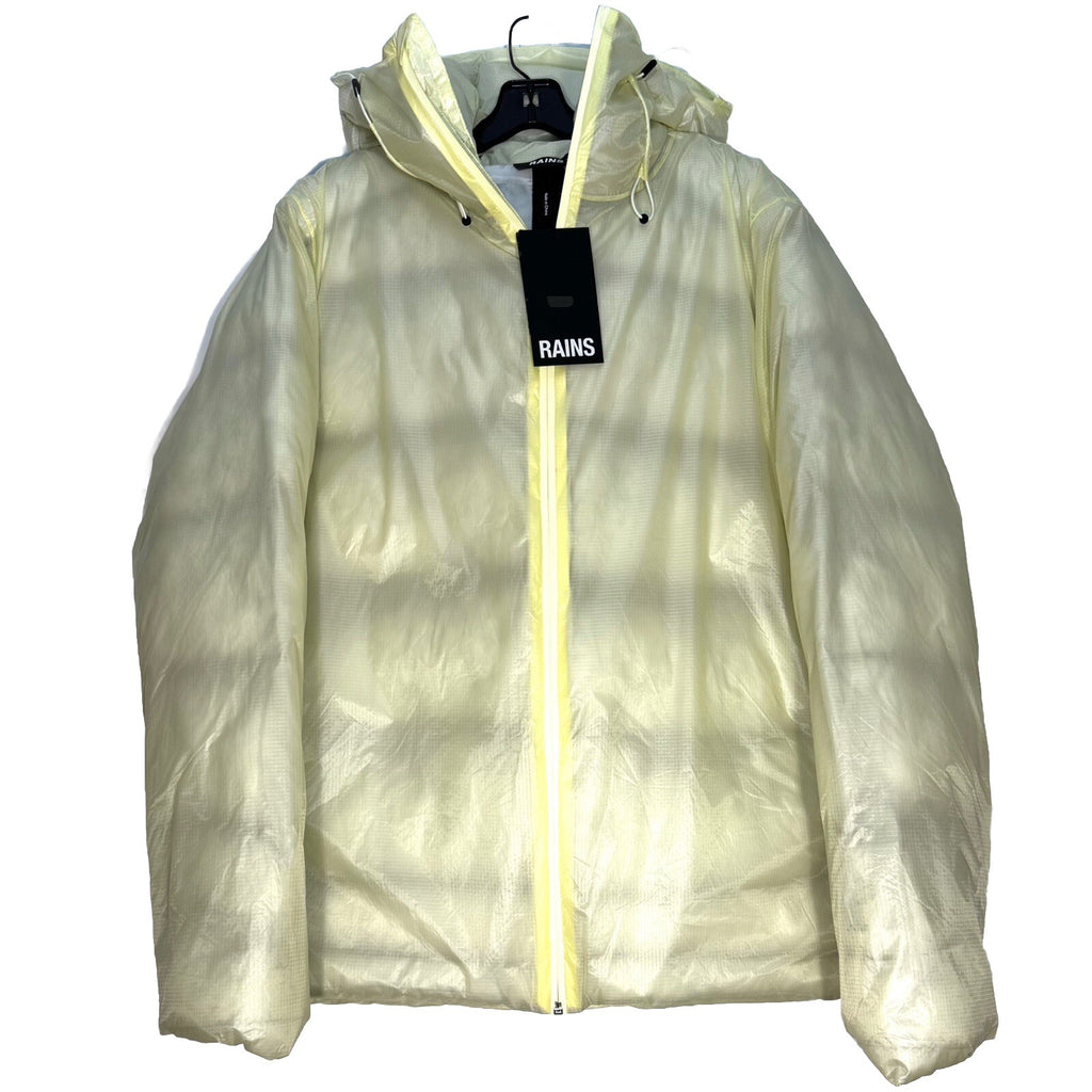 RAINS Unisex Kevo Case Waterproof Hooded Puffer Jacket Foam Green (MSRP $600)