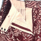 REISS Womens Flo Floral Lace Lined Pencil Skirt Burgundy Red (MSRP $320)