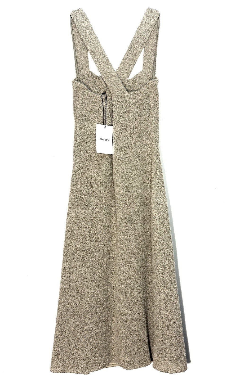 THEORY Womens Terry Tweed Crossback Boucle Midi Dress Taupe 0 (MSRP $275)