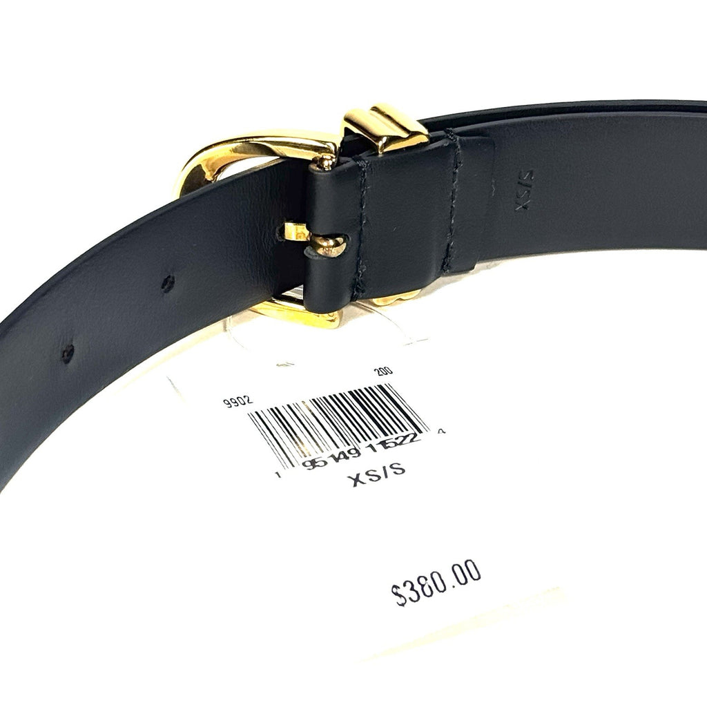 KHAITE Womens Bambi Calf Leather Gold Buckle Skinny Belt Black XS/S (MSRP $380)