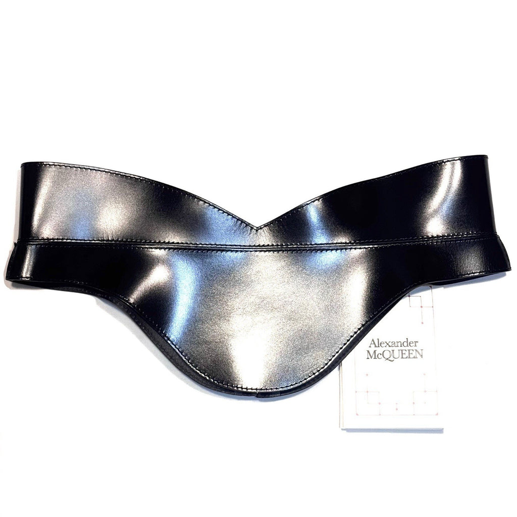 ALEXANDER MCQUEEN Womens Calf Leather Corset Belt Black (MSRP $2,190)