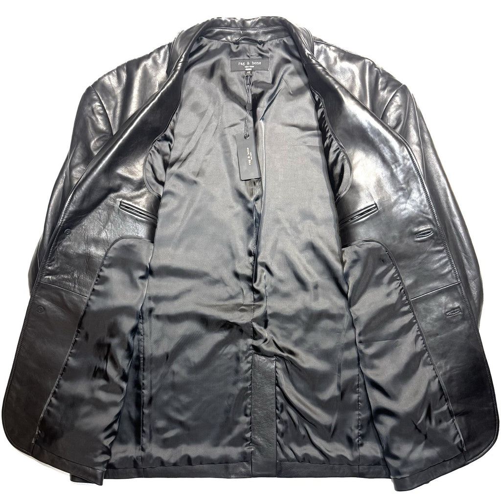 RAG & BONE Mens Shift Leather Two Button Blazer Jacket Black 42 (MSRP $1,298)
