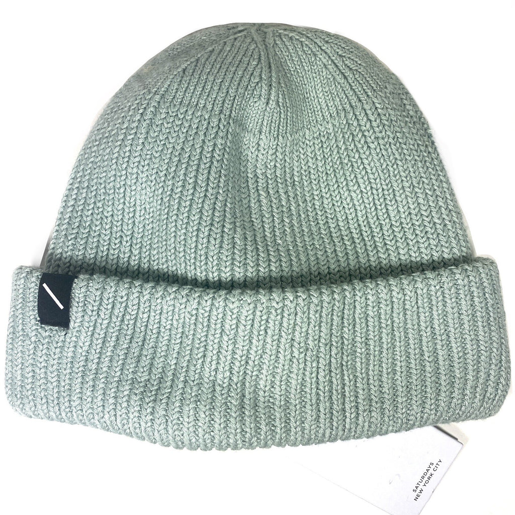 SATURDAYS NYC Knit Cotton Blend Beanie Hat Smoke Green (MSRP $55)