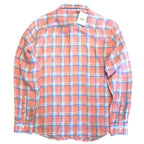 FAHERTY Mens Linen AMK Plaid Check Button Shirt Coral Pink (MSRP $168)