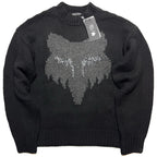 RAG & BONE x FOX Mens Logo Crewneck Wool Knit Sweater Black (MSRP $695)
