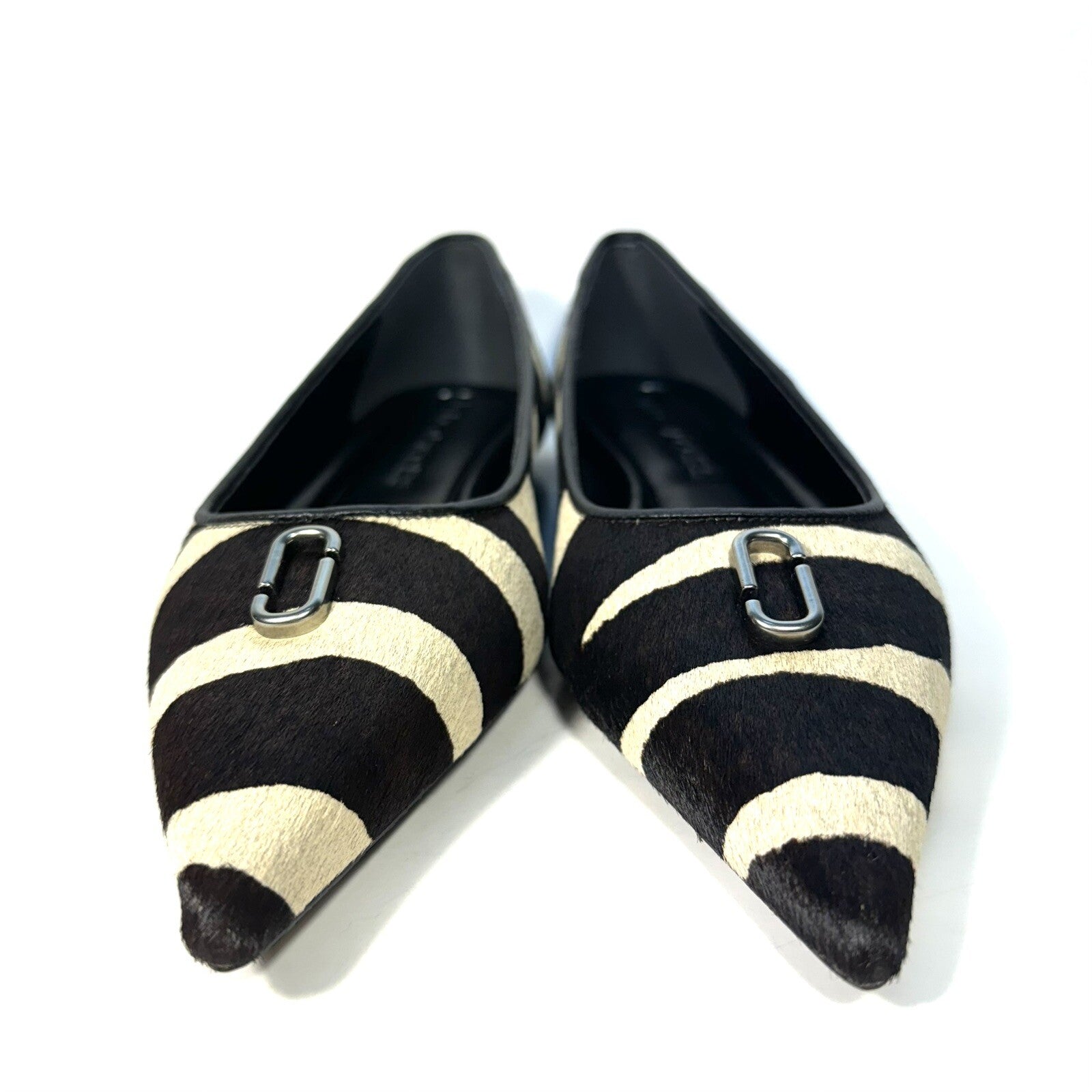 MARC JACOBS Womens The Pointy Toe Ballerina Flats Zebra Pony Hair (MSRP $295)