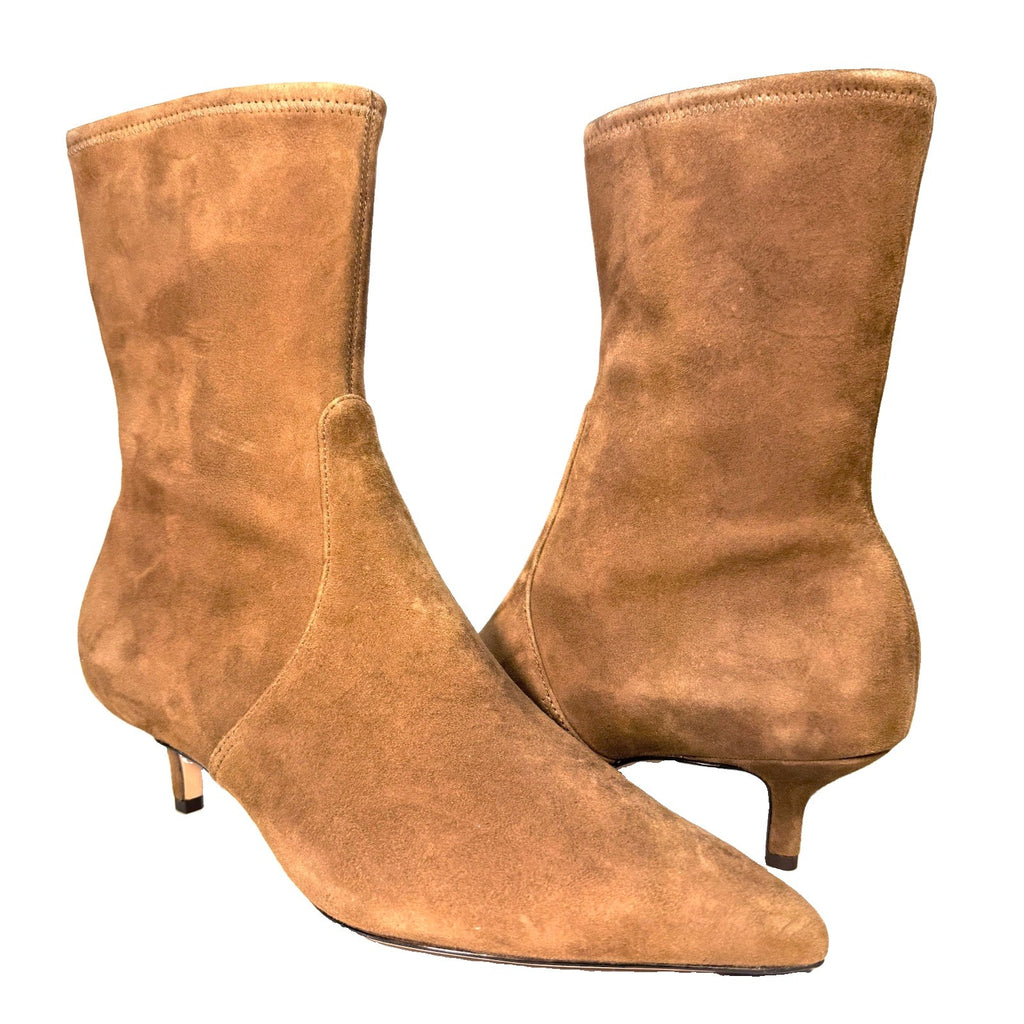 VERONICA BEARD Womens Lisa 45 Stretch Suede Heel Ankle Boots Hazel (MSRP $495)