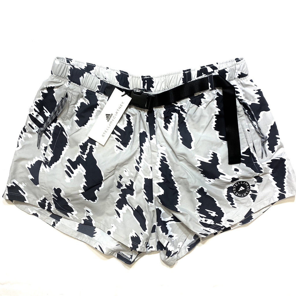 ADIDAS STELLA MCCARTNEY Womens Belted Camo Shorts Grey (MSRP $90)