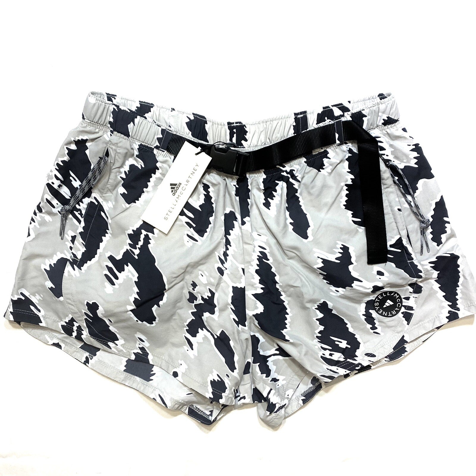 ADIDAS STELLA MCCARTNEY Womens Belted Camo Shorts Grey (MSRP $90)