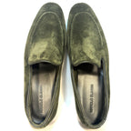 MANOLO BLAHNIK Mens Truro Suede Slip On Loafers Dark Khaki Green 9 (MSRP $995)
