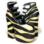MARC JACOBS The Kiki Ankle Platform Boots Zebra Pony Hair Black (MSRP $550)