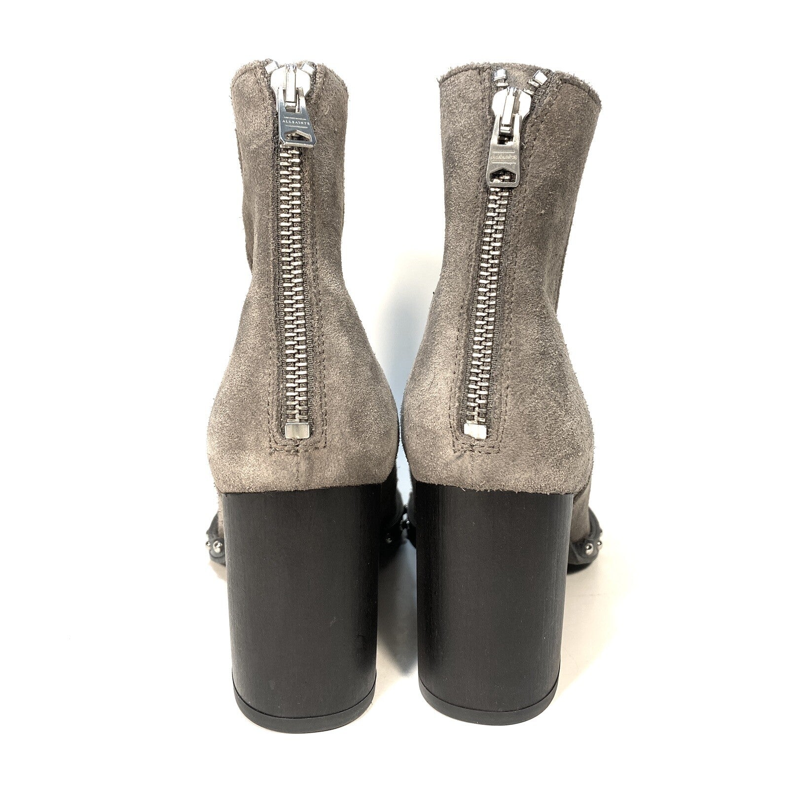 ALL SAINTS Womens Inez Suede Leather Zip Heeled Ankle Boots Grey 36 (MSRP $328)
