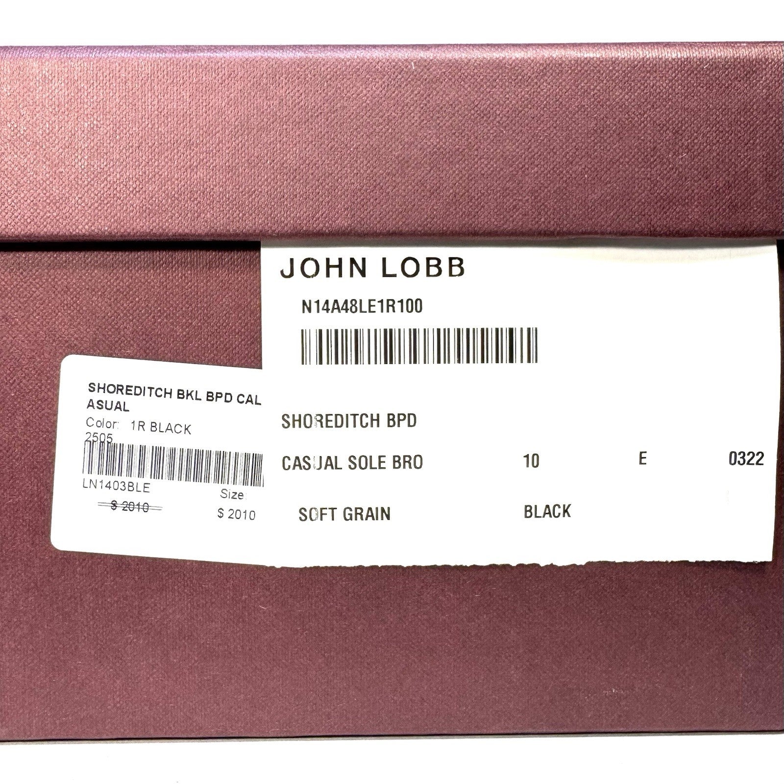 JOHN LOBB Mens Shoreditch Soft Grain Leather Chukka Boots Black 10 (MSRP $2,010)