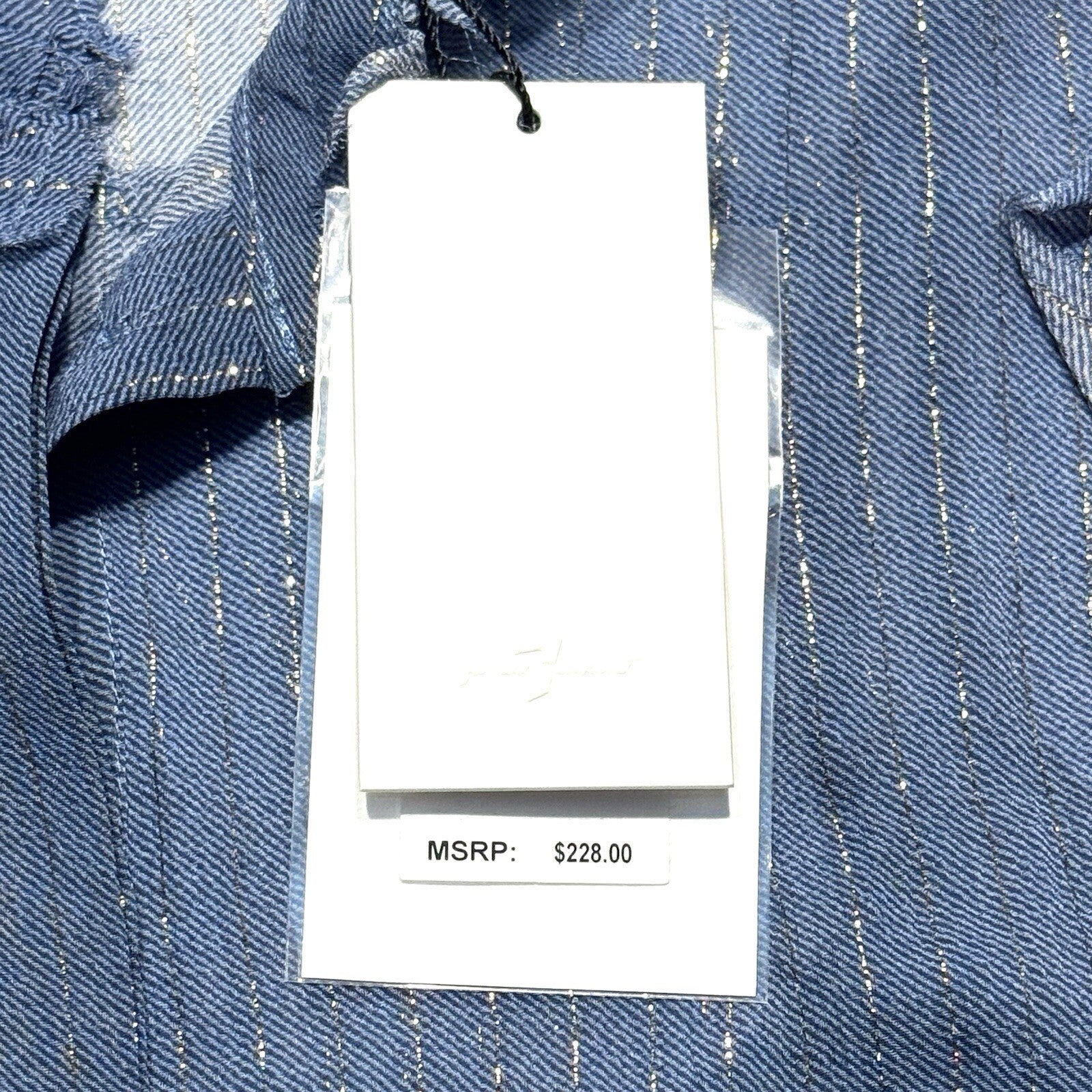 7 FOR ALL MANKIND Silk Sleeveless Sheer Button Down Blouse Top Blue (MSRP $228)