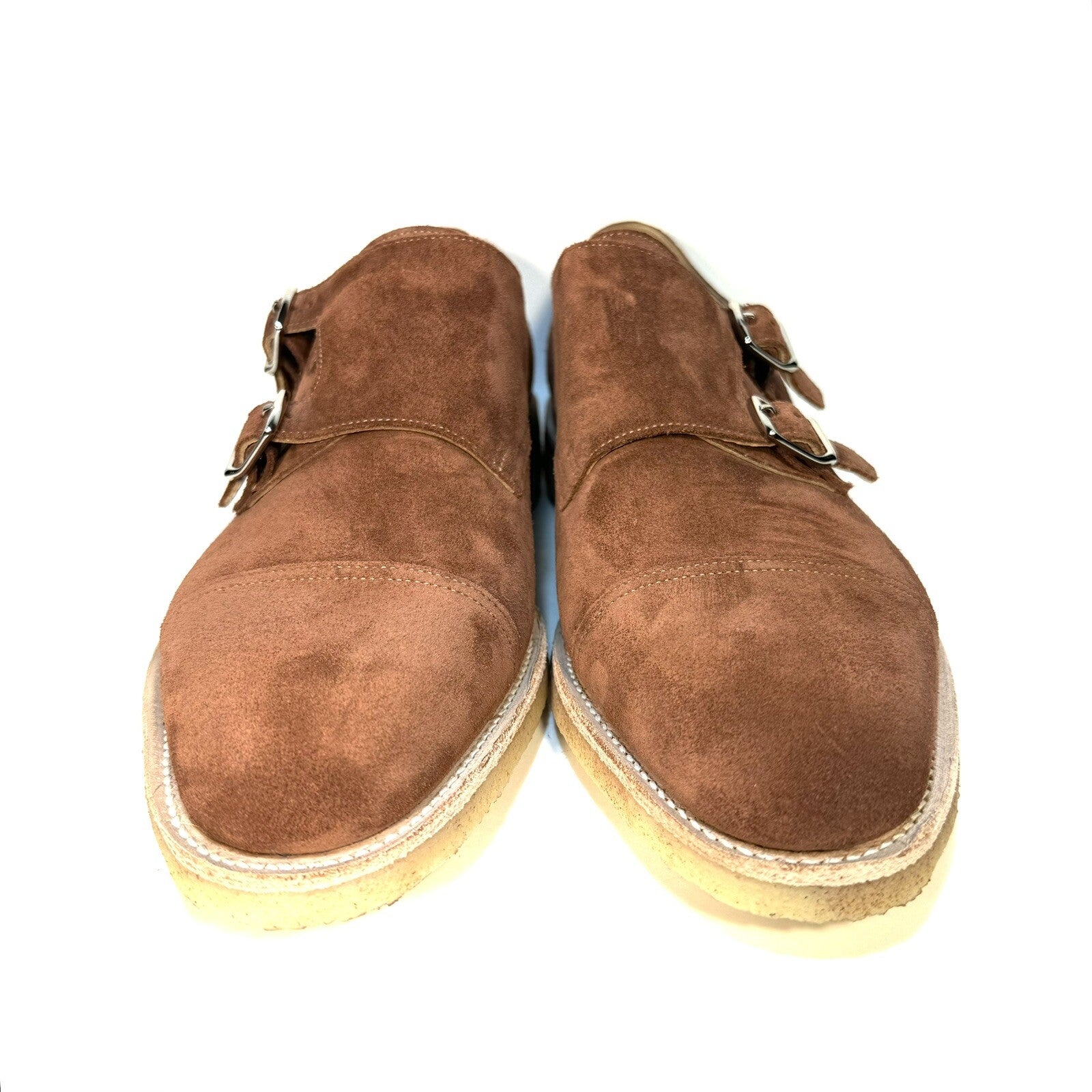 JOHN LOBB Mens William Crepe Suede Monkstrap Shoes Terracotta 7.5 (MSRP $1,780)
