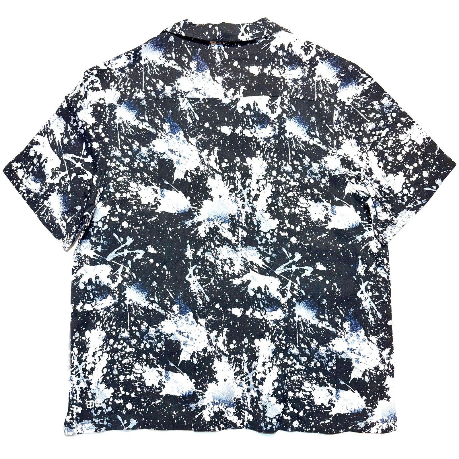 KSUBI Mens Splash Back Print Resort Short Sleeve Camp Shirt Black (MSRP $180)