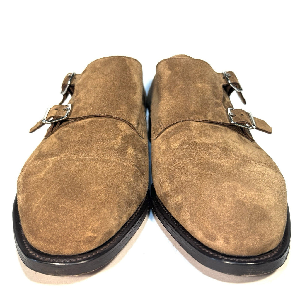 JOHN LOBB Mens William Suede Monkstrap Shoes Saddle Brown 10EEE (MSRP $1,890)