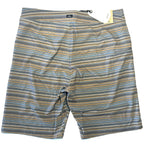 PRANA Mens 9in Fenton Board Shorts Swim Trunks Flint Stripe Grey (MSRP $65)