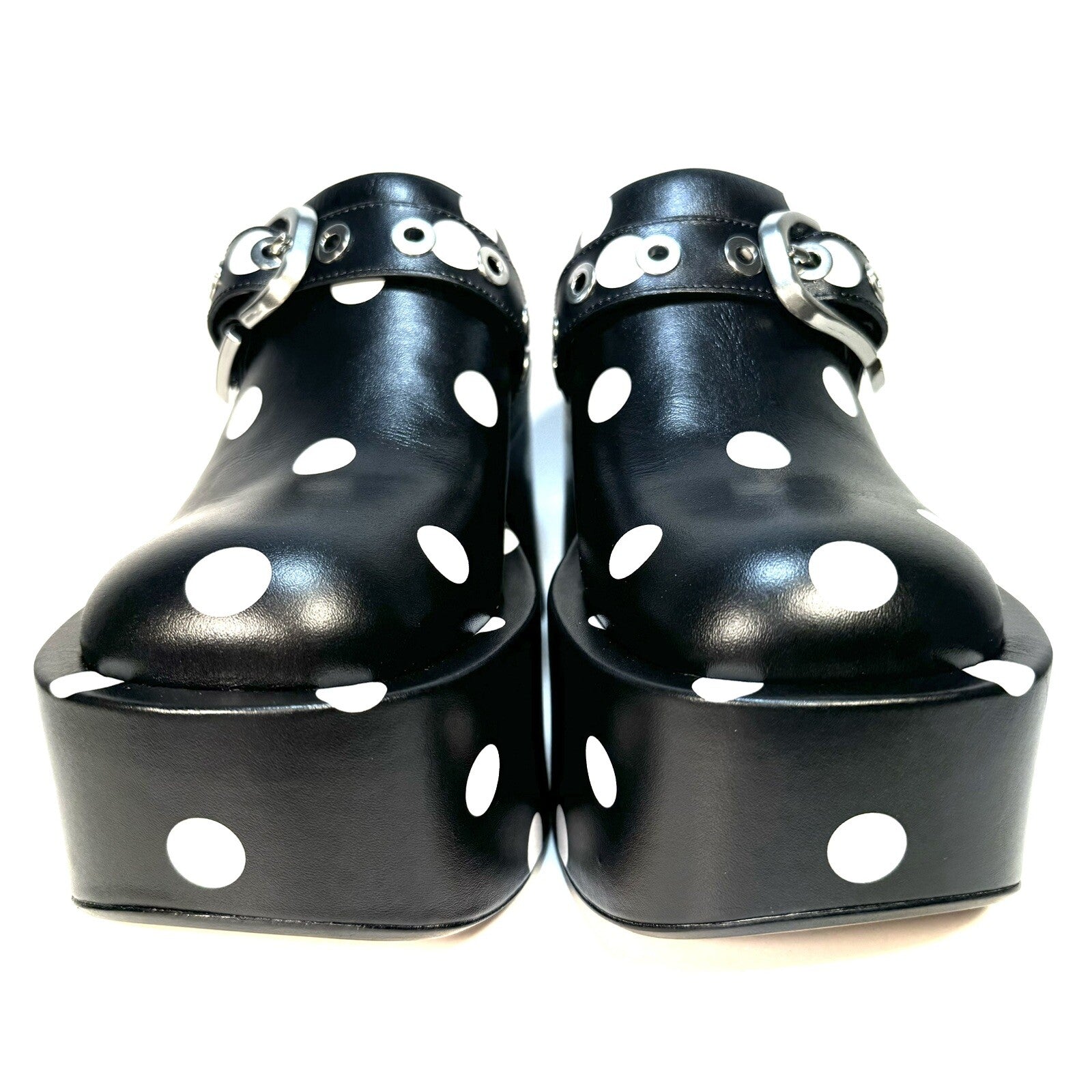 MARC JACOBS Womens The Polka Dot Kiki Platform Clog Shoes Black 10 (MSRP $495)