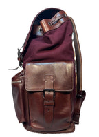 BRUNELLO CUCINELLI Leather Wool Canvas Backpack Burgundy Brown (MSRP $4,595)