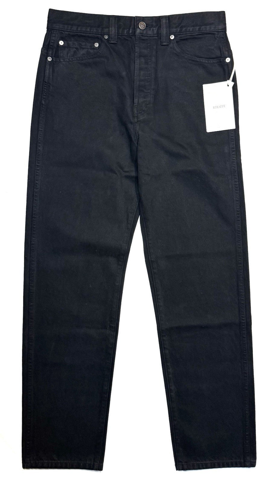 KHAITE Womens Corben High Rise Straight Leg Denim Jeans Bartlett Black MSRP $540