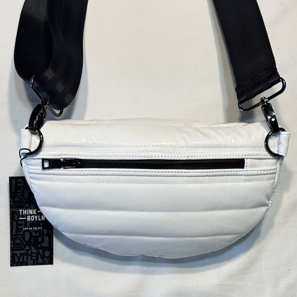 THINK ROYLN Little Runaway Sling Crossbody Waist Bag Patent White (MSRP $128)