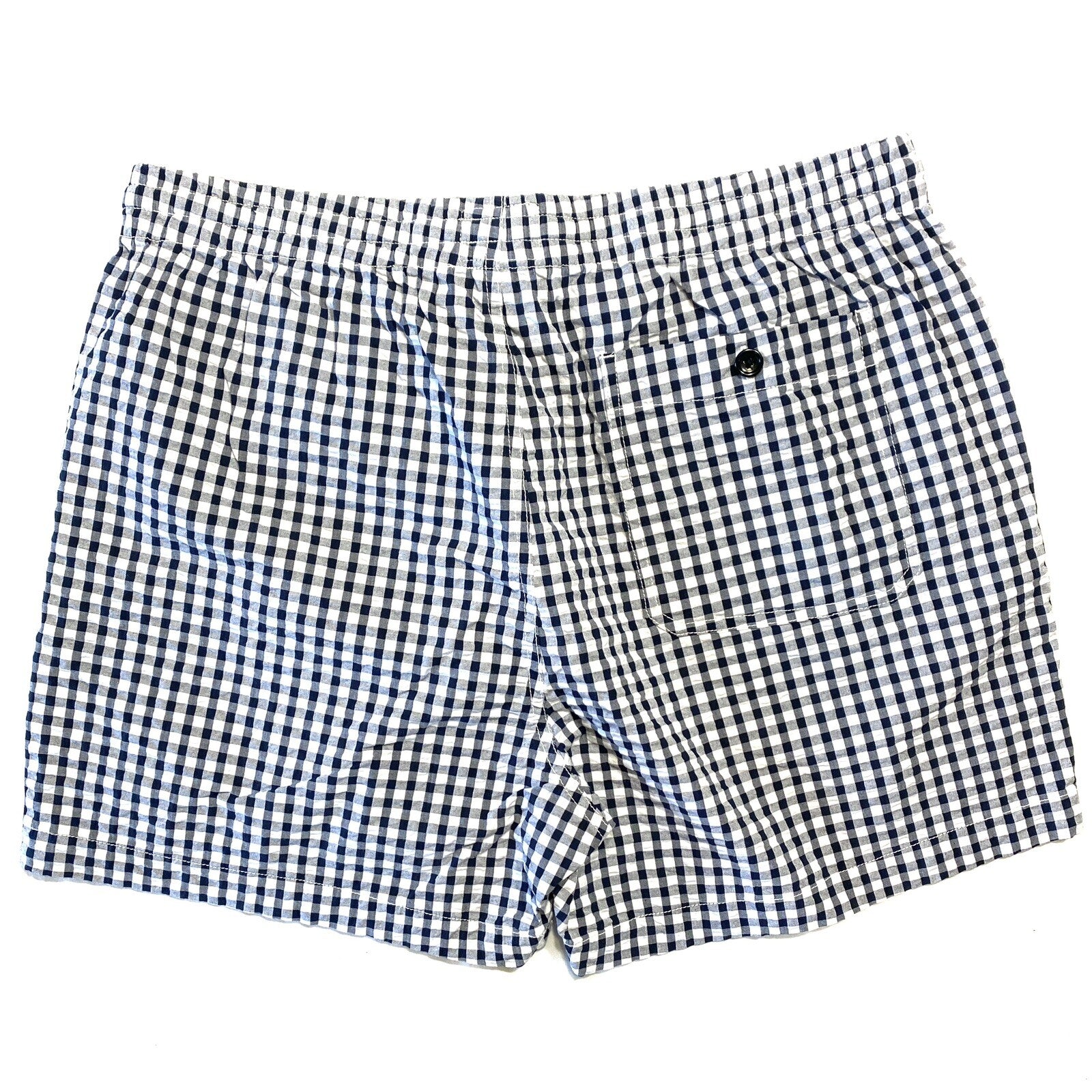 TODD SNYDER Mens 5in Gingham Seersucker Weekend Shorts Navy Blue (MSRP $148)