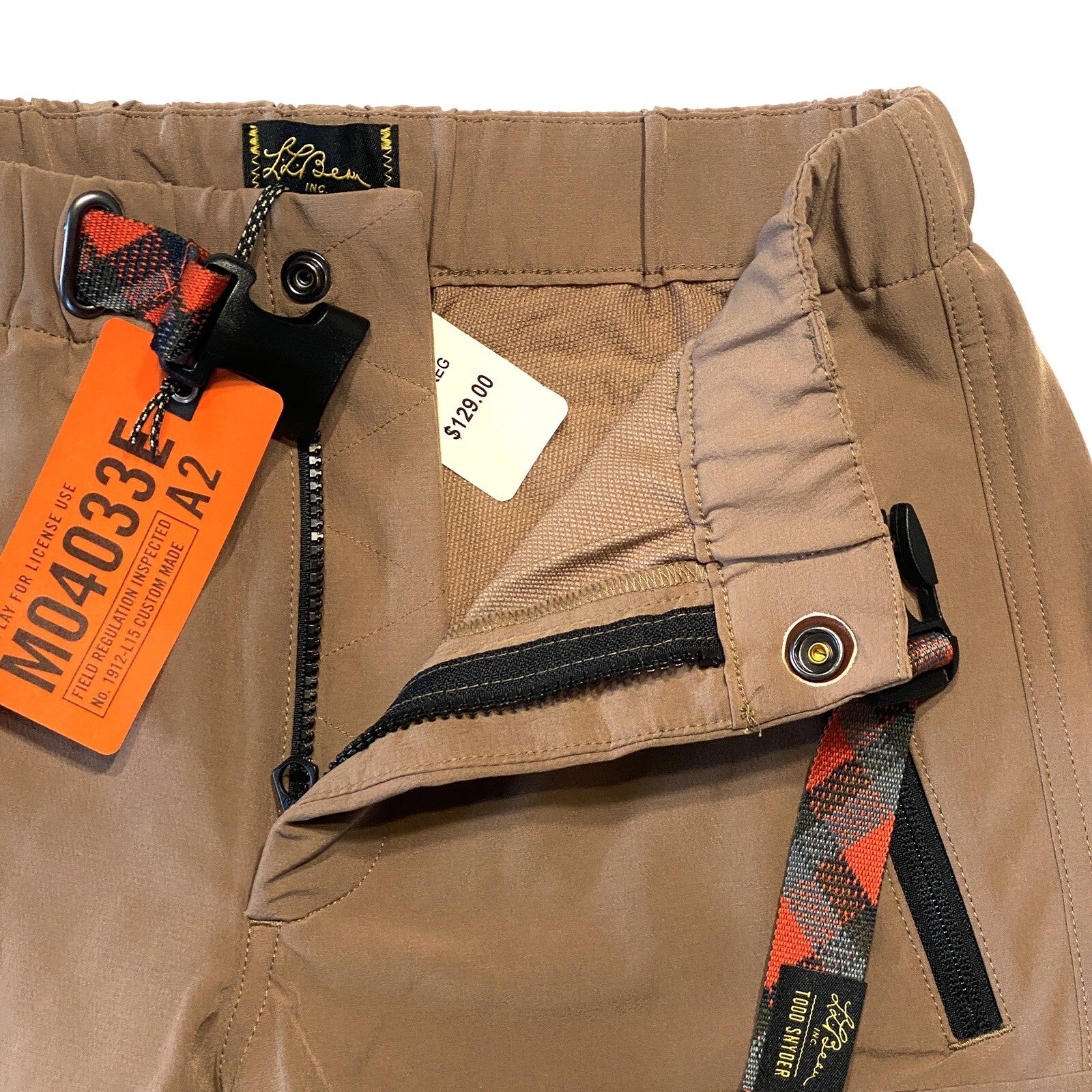 LL BEAN x TODD SNYDER Mens Zip Pocket Climbing Shorts Dune Brown XS (MSRP $129)