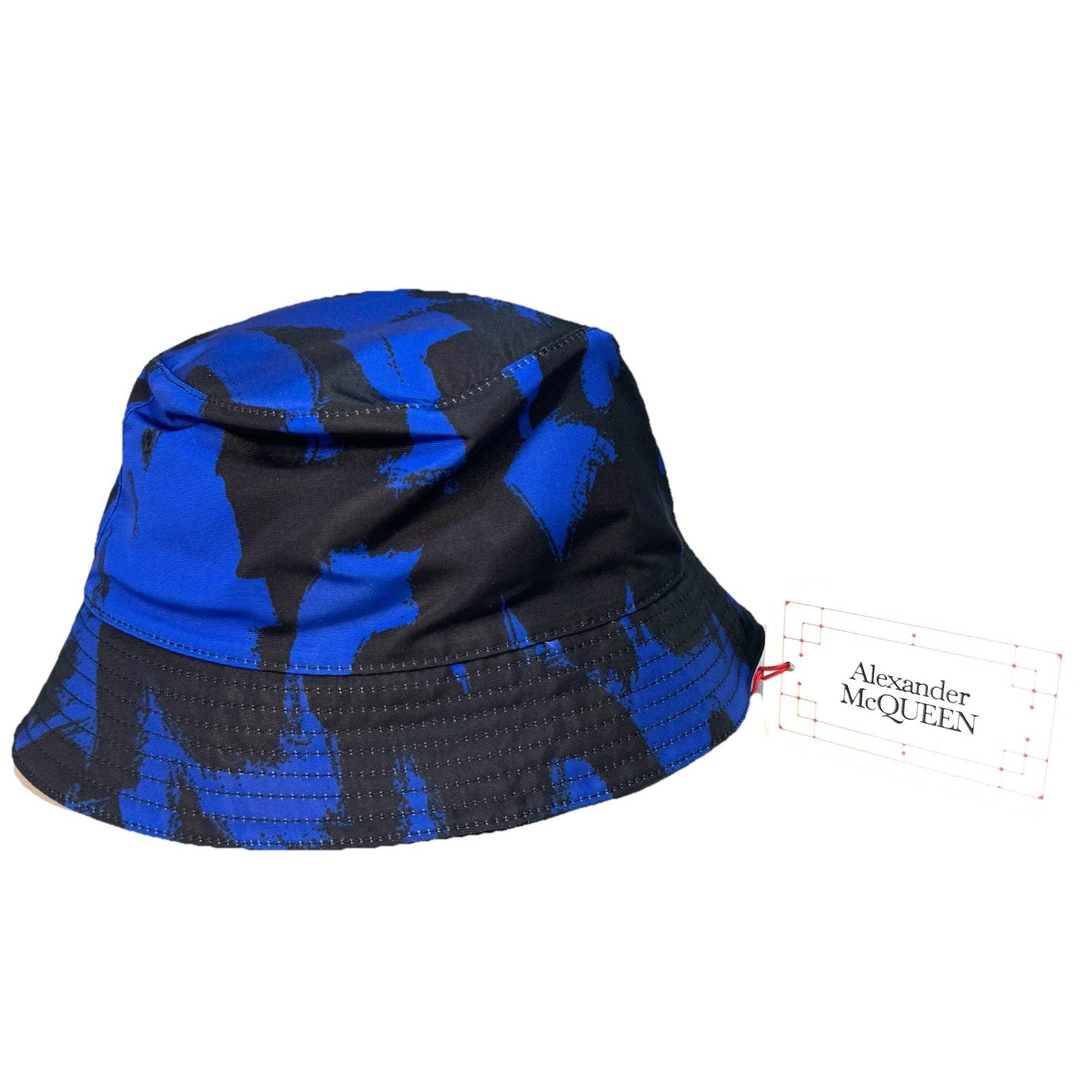 ALEXANDER MCQUEEN Painted Graffiti Bucket Hat Black Royal Blue S (MSRP $460)