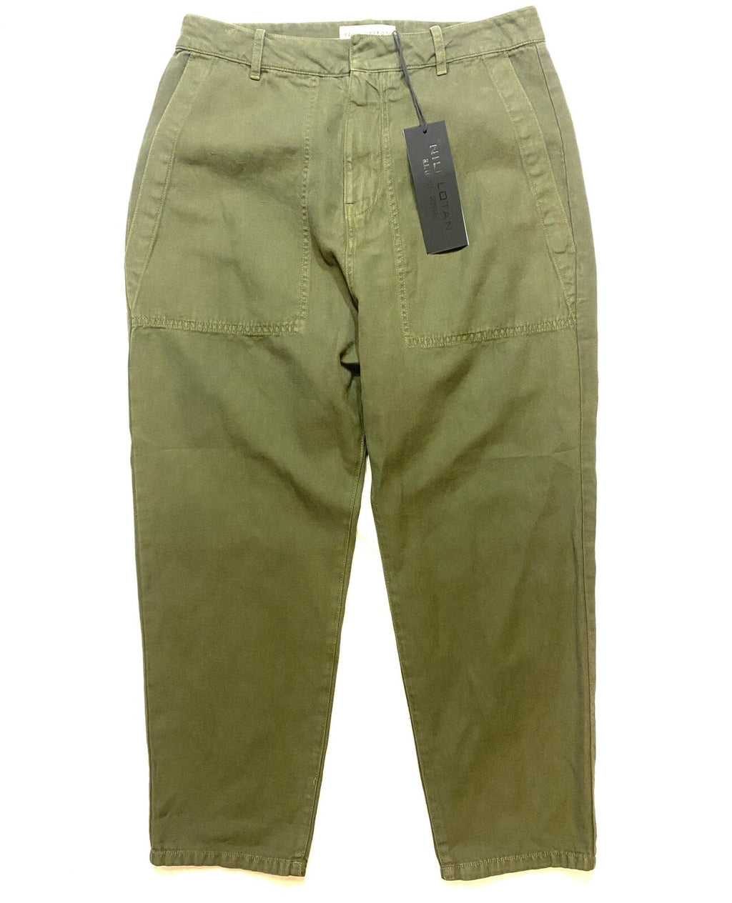 NILI LOTAN Womens Luna Crop Cotton Linen Pants Clover Green (MSRP $395)