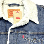 LEVIS Mens Recycled Sherpa Jacket Denim Jean Trucker Jacket Blue L