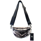 THINK ROYLN Little Runaway Sling Waist Bag Misty Metallic Mirror Grey -MSRP $128