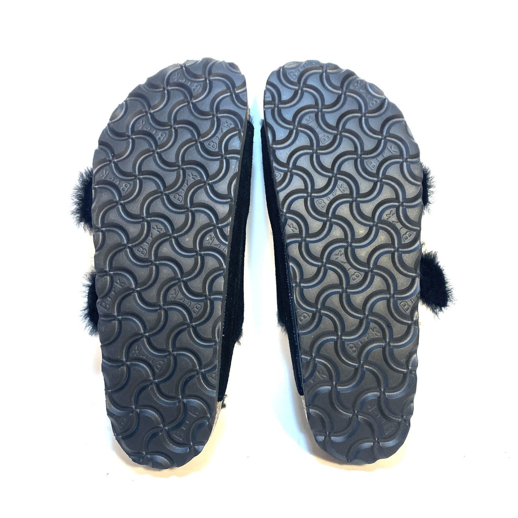 BIRKENSTOCK Womens Arizona Shearling Fur Sandals Narrow Black 36 (MSRP $150)