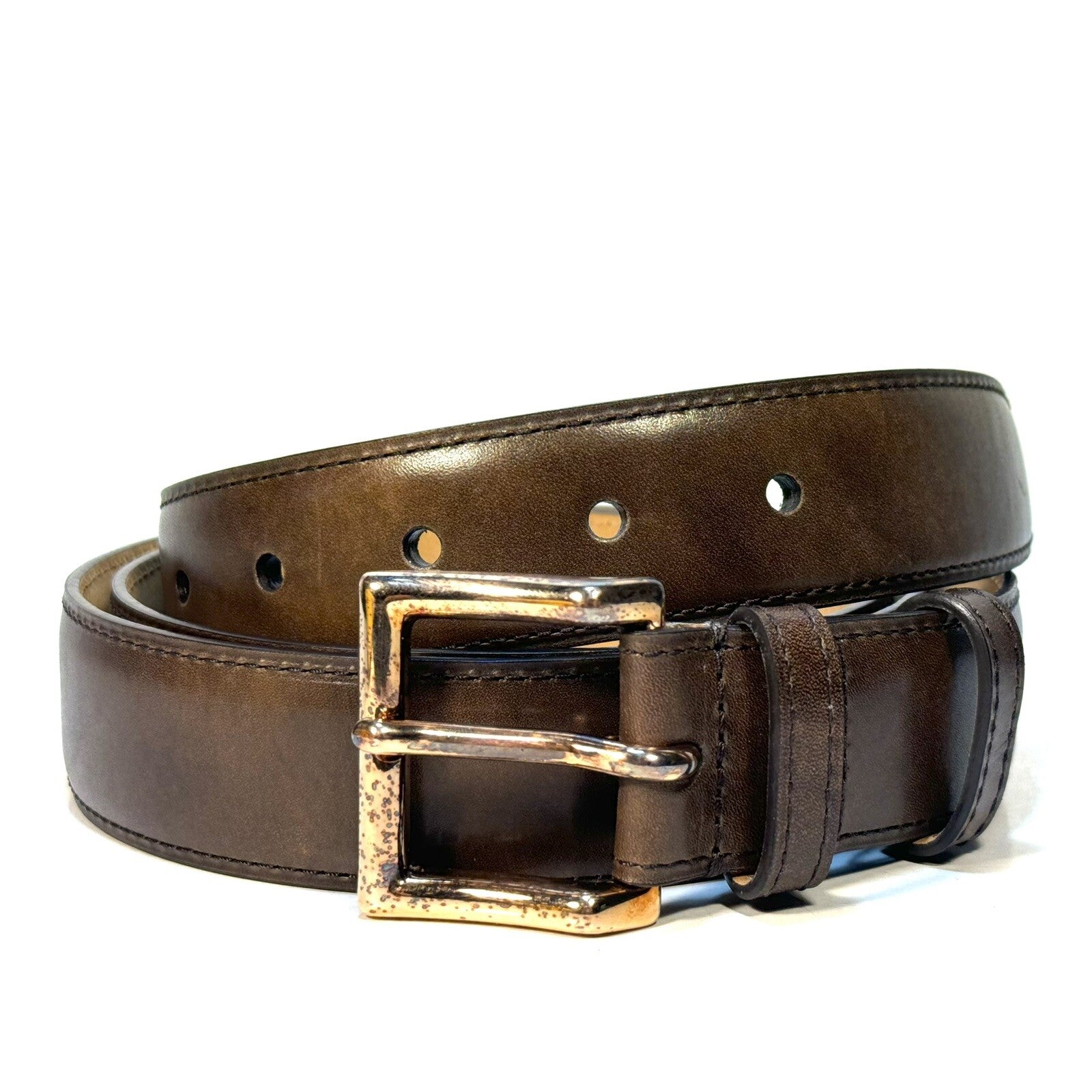JOHN LOBB Mens Parisian 32mm Museum Calf Leather Belt Brown 120cm (MSRP $580)