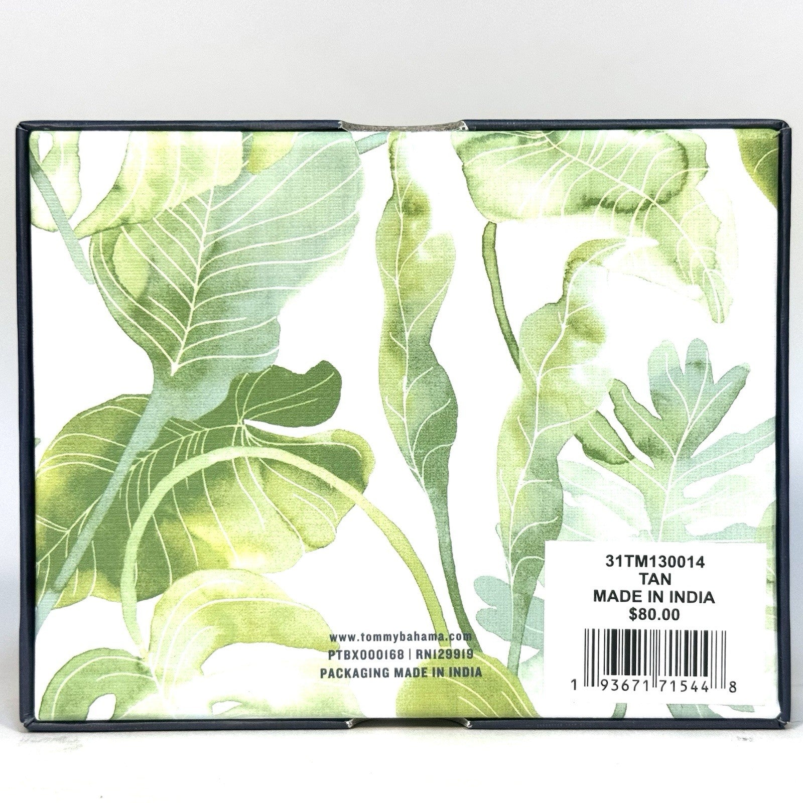 TOMMY BAHAMA Mens Basket Weave Embossed Bifold Leather Wallet Tan (MSRP $80)