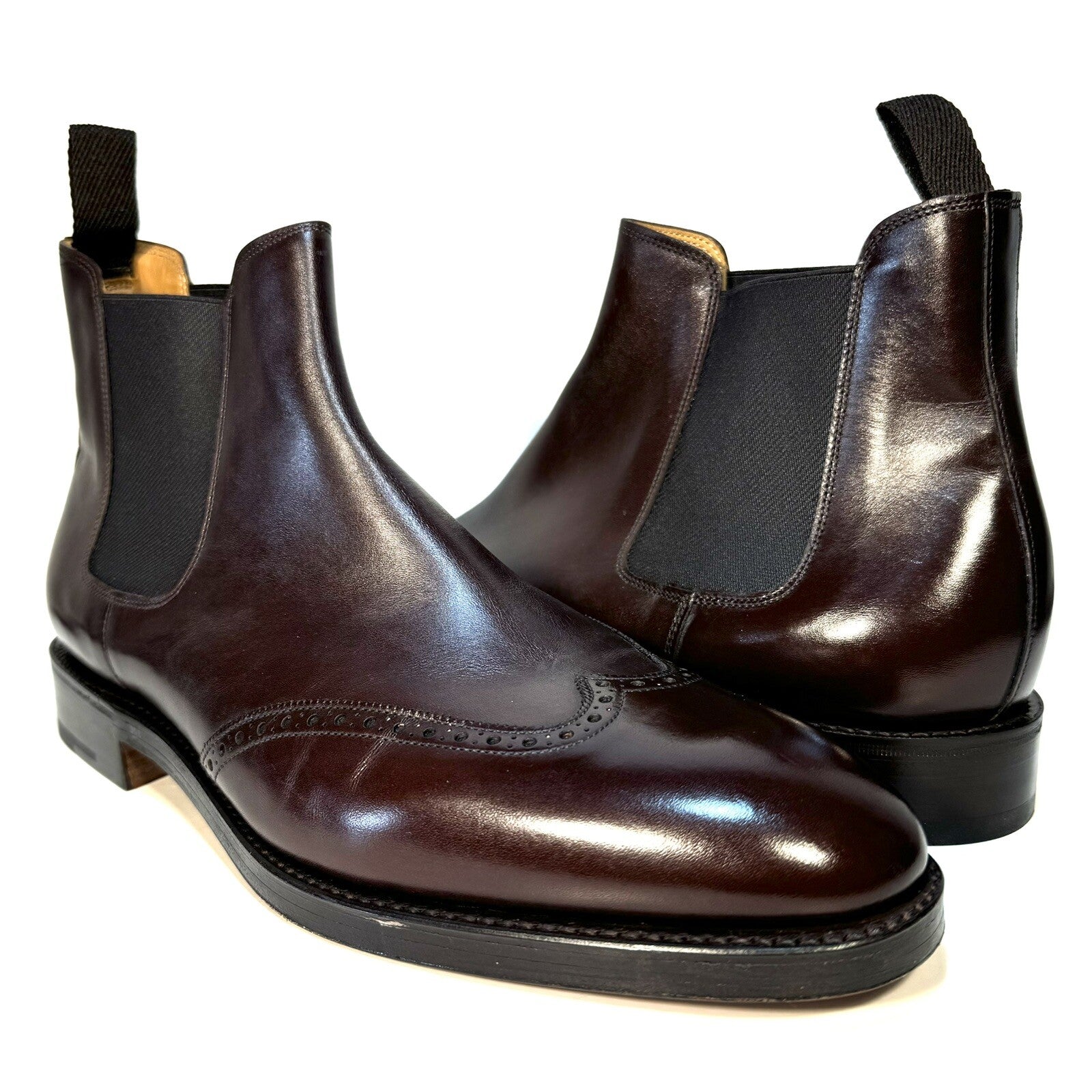 JOHN LOBB Mens Carne Leather Oxford Chelsea Boots Oak Brown 9.5 (MSRP $2,360)