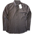 THEORY Mens Irving Flanella Check Button Down Shirt Fossil Brown XS (MSRP $225)