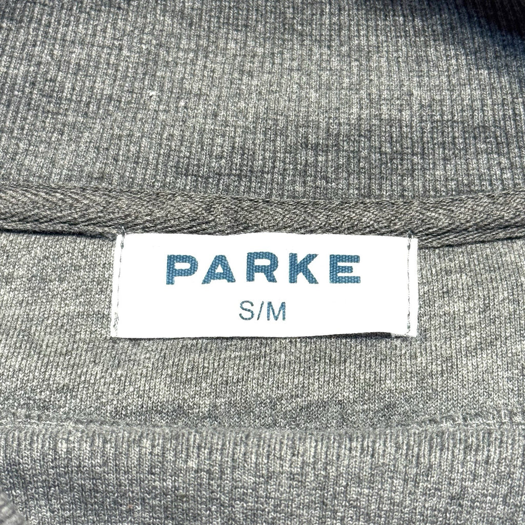 PARKE Womens Inside Out Mockneck Fleece Logo Graphic Sweatshirt Grey S/M