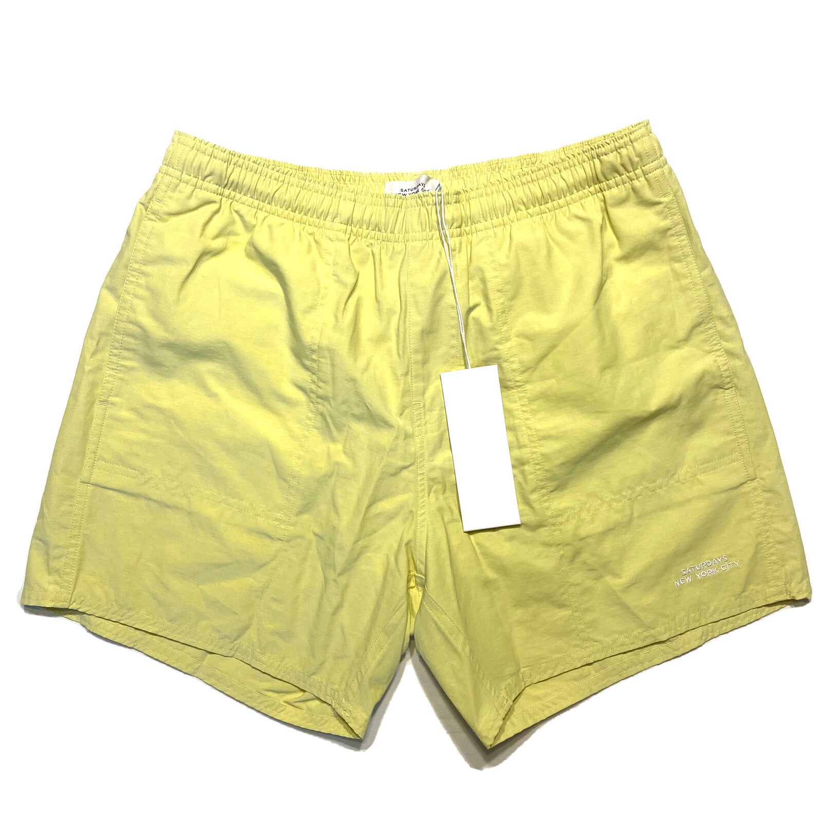 SATURDAYS NYC Mens Talley Swim Trunks Shorts Pale Lime Yellow (MSRP $118)