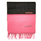 MISSONI Womens Wool Fringe Scarf Dark Logo Charcoal Gray Pink