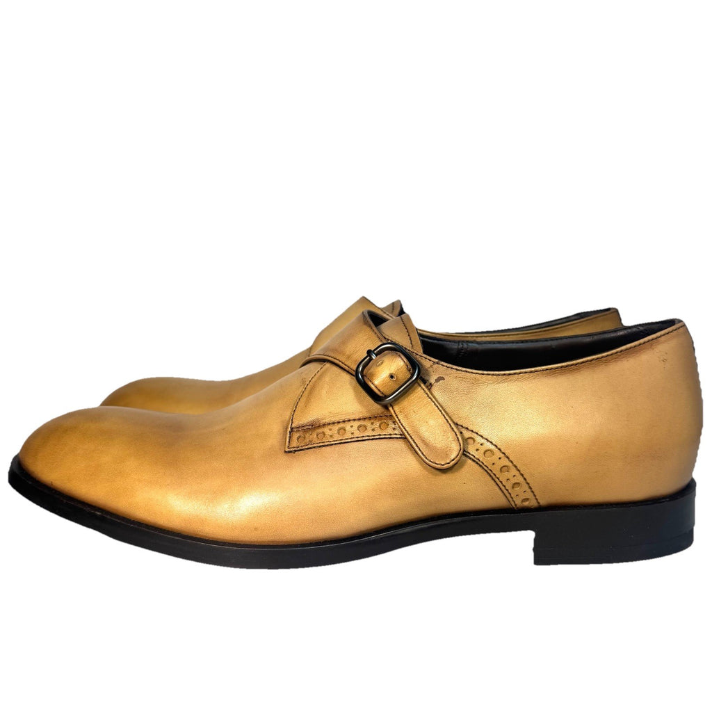 ERMENEGILDO ZEGNA Mens Monkstrap Siena Flex Leather Shoes Beige 11 (MSRP $780)