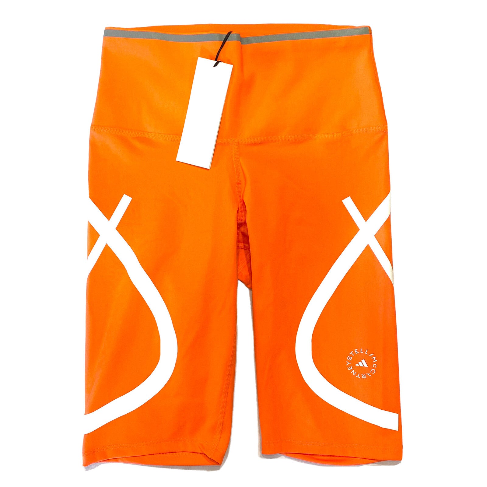ADIDAS STELLA MCCARTNEY Womens TPA Striped Bike Shorts Orange 2XS (MSRP $110)