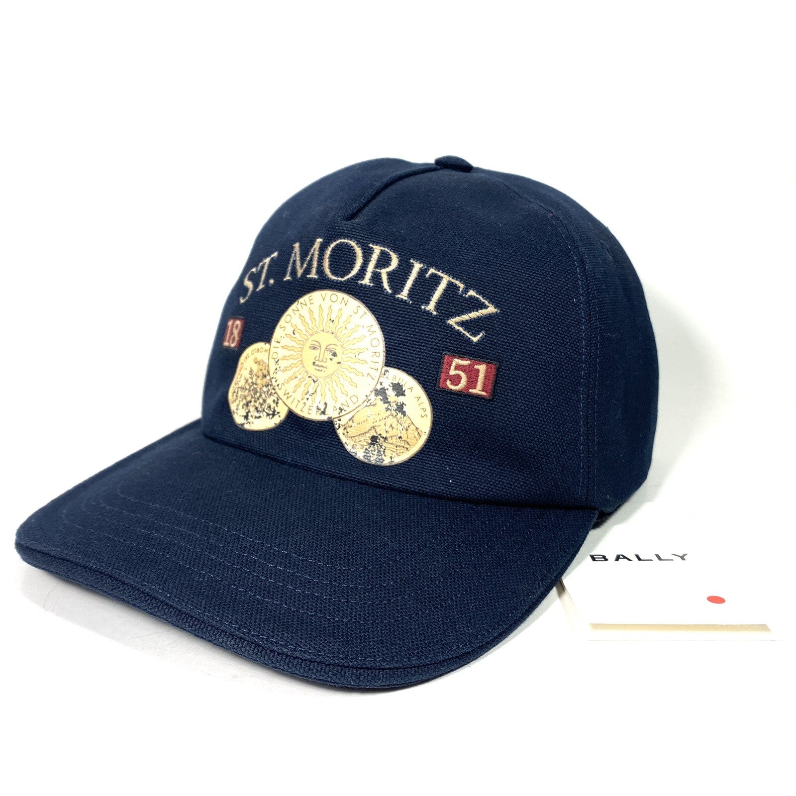 BALLY St Moritz Switzerland Medallion Cap Hat Midnight Blue (MSRP $300)