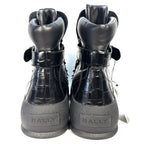 BALLY Mens Clyff Lamb Fur Lined Croc Embossed Leather Boots Black (MSRP $1,100)