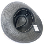 RAG & BONE Womens Packable Straw Fedora Bandana Hat Black (MSRP $225)