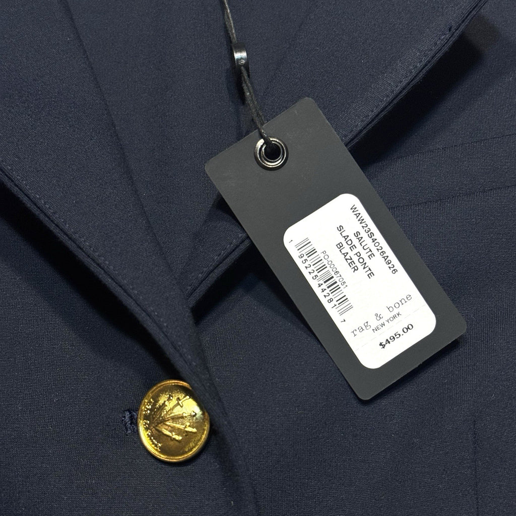 RAG & BONE Womens Slade Ponte Stretch Blazer Jacket Salute Navy Blue (MSRP $495)