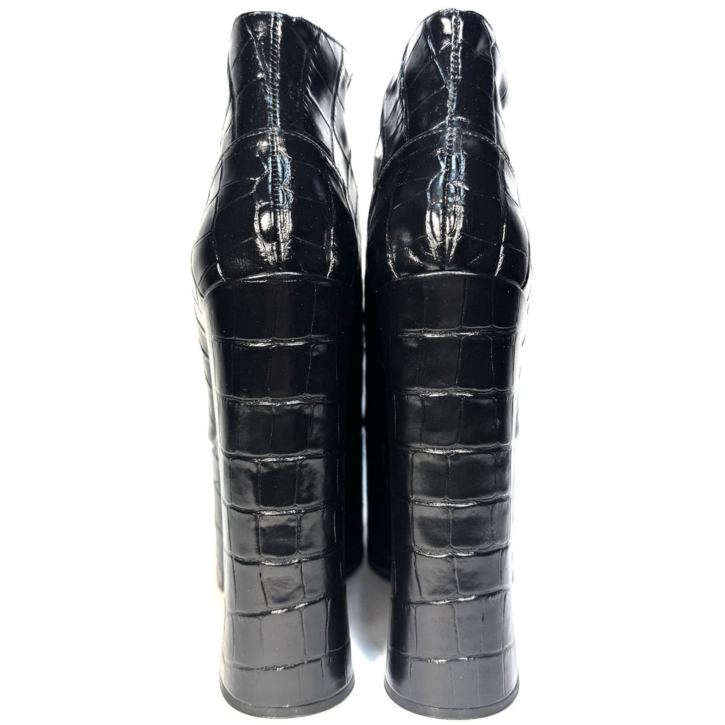 MARC JACOBS The Kiki Ankle Platform Croc Embossed Boots Black (MSRP $550)