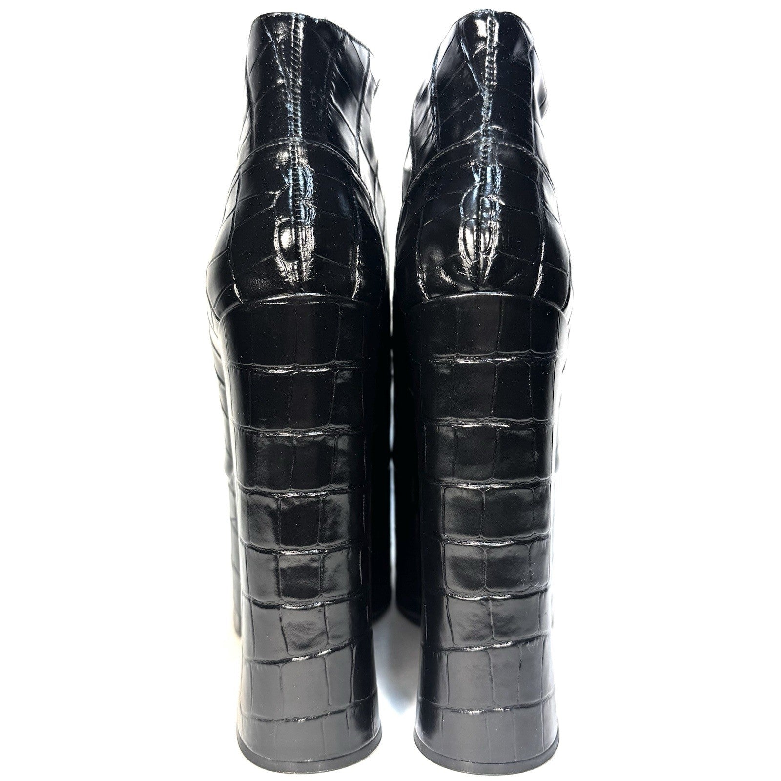 MARC JACOBS The Kiki Ankle Platform Croc Embossed Boots Black (MSRP $550)