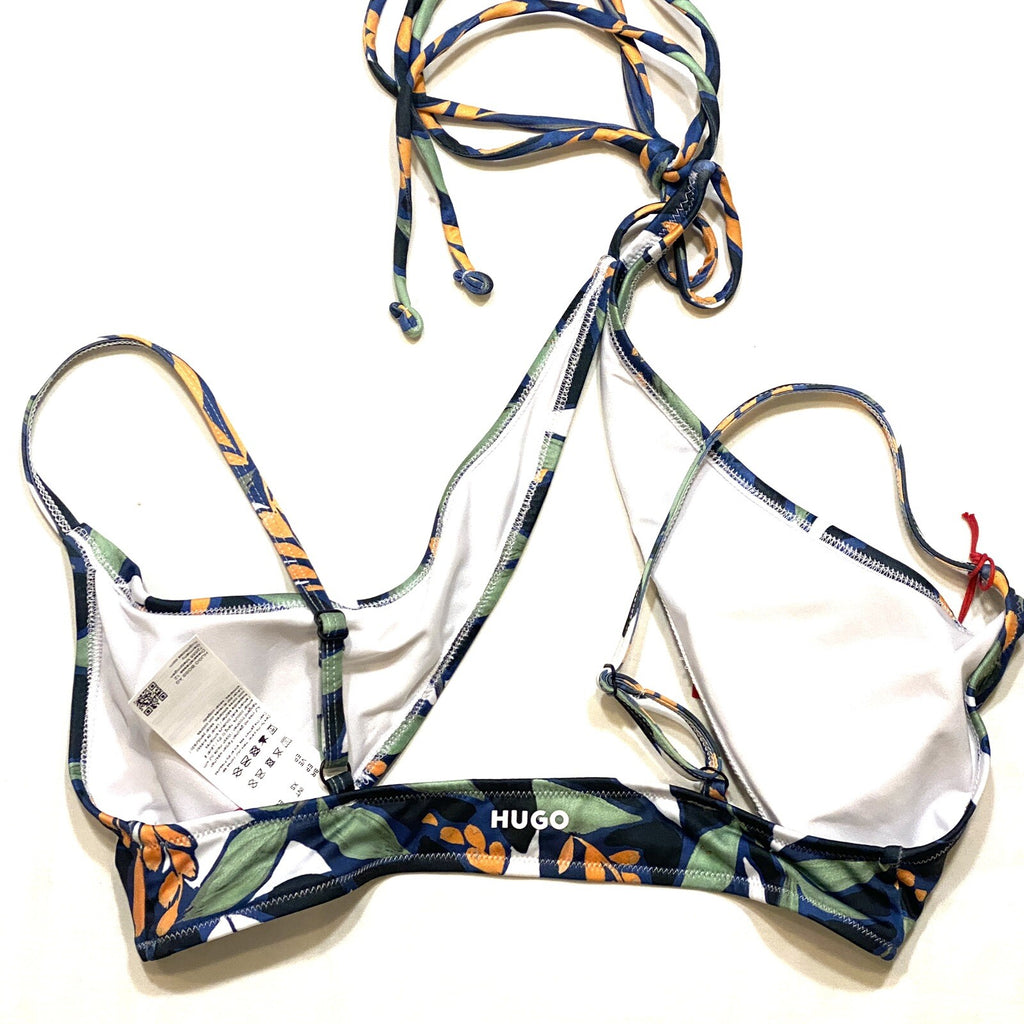 HUGO BOSS Womens Blooms Floral Print Bralette Bikini Top Black XS